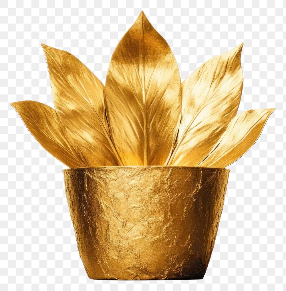 PNG  Flower pot plant gold leaf. AI generated Image by rawpixel.