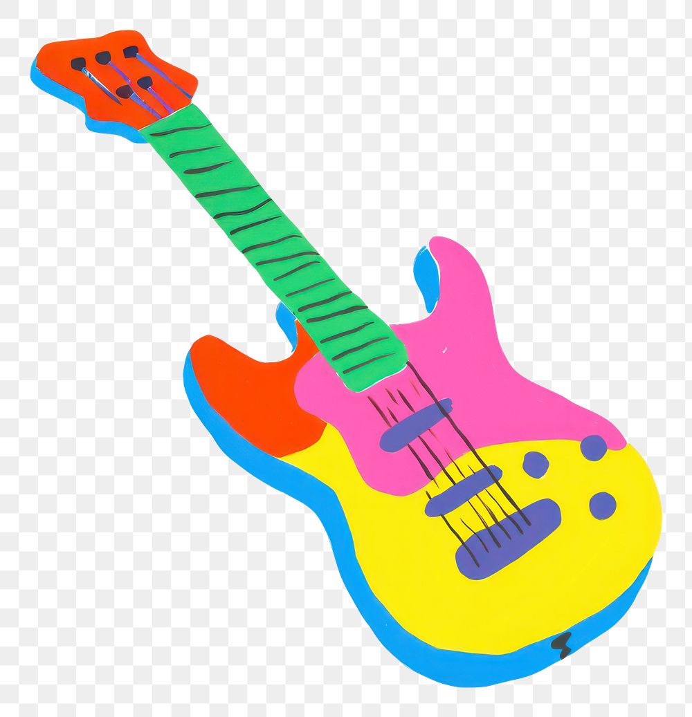 PNG Guitar white background vibrant color creativity. 