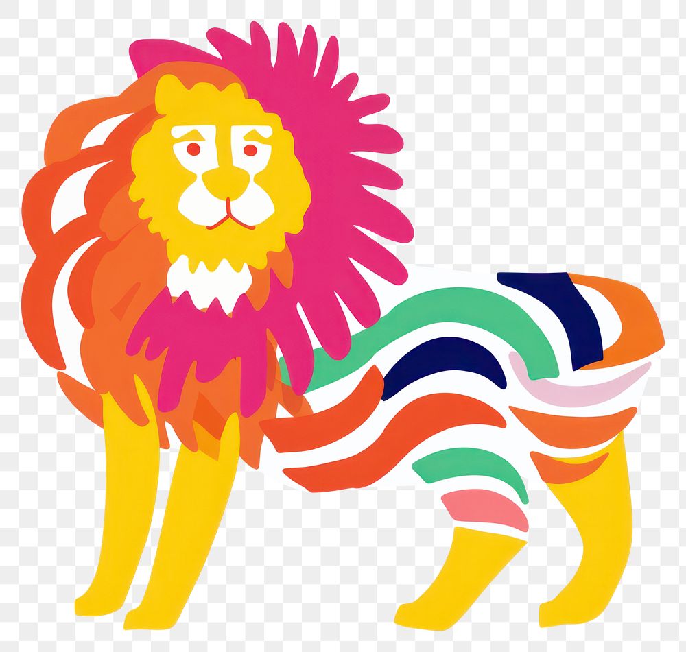 PNG  Lion art white background representation. AI generated Image by rawpixel.
