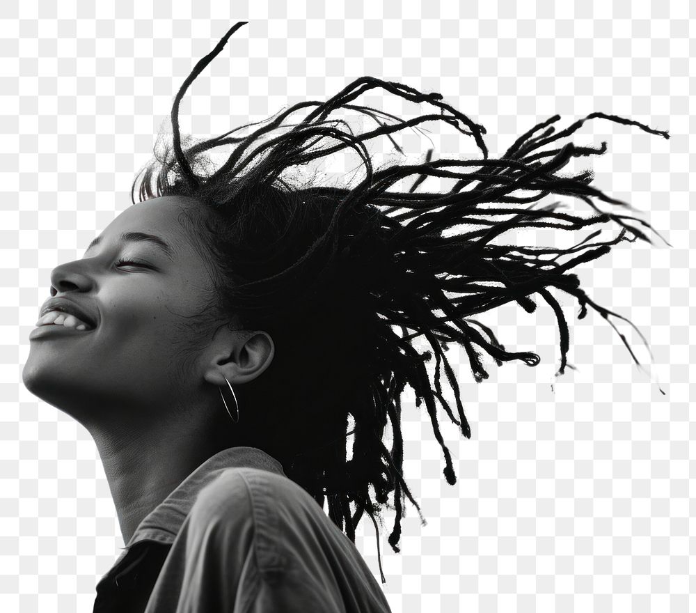 PNG Flip dreadlock hair up dreadlocks portrait smile. AI generated Image by rawpixel.