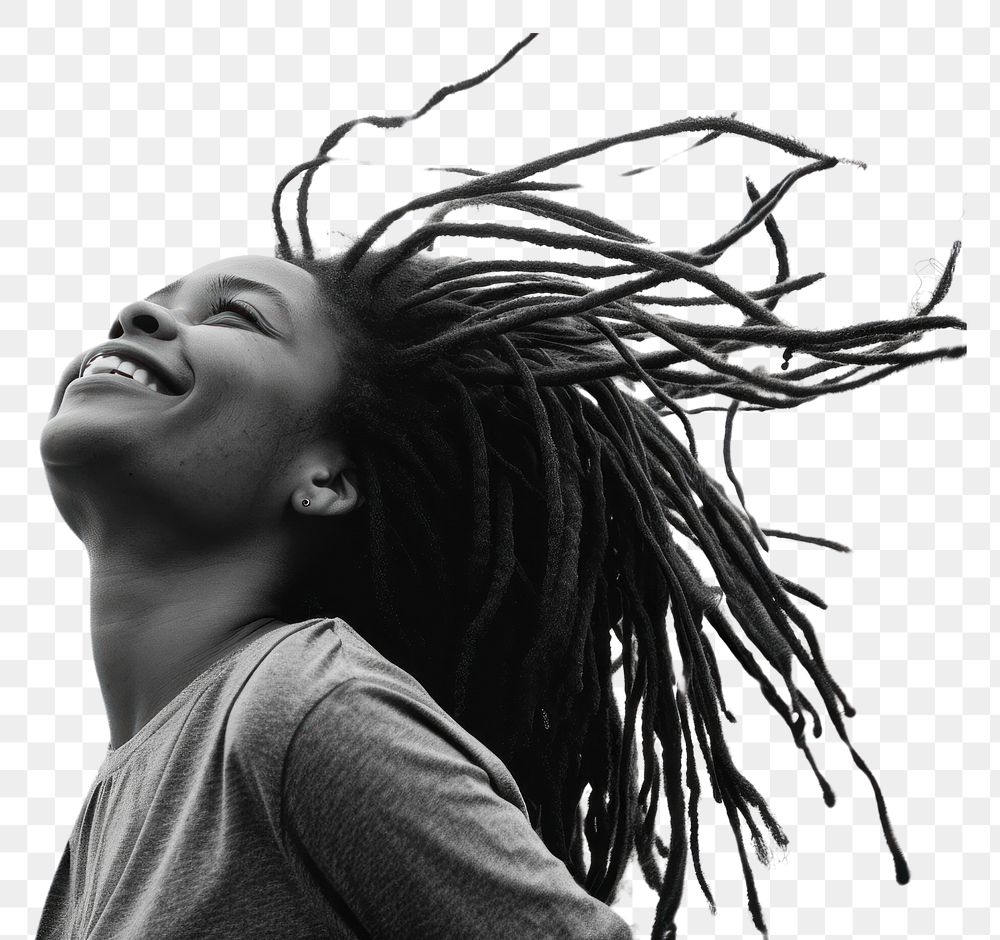 PNG Spread long dreadlock hair up smile dreadlocks adult. AI generated Image by rawpixel.