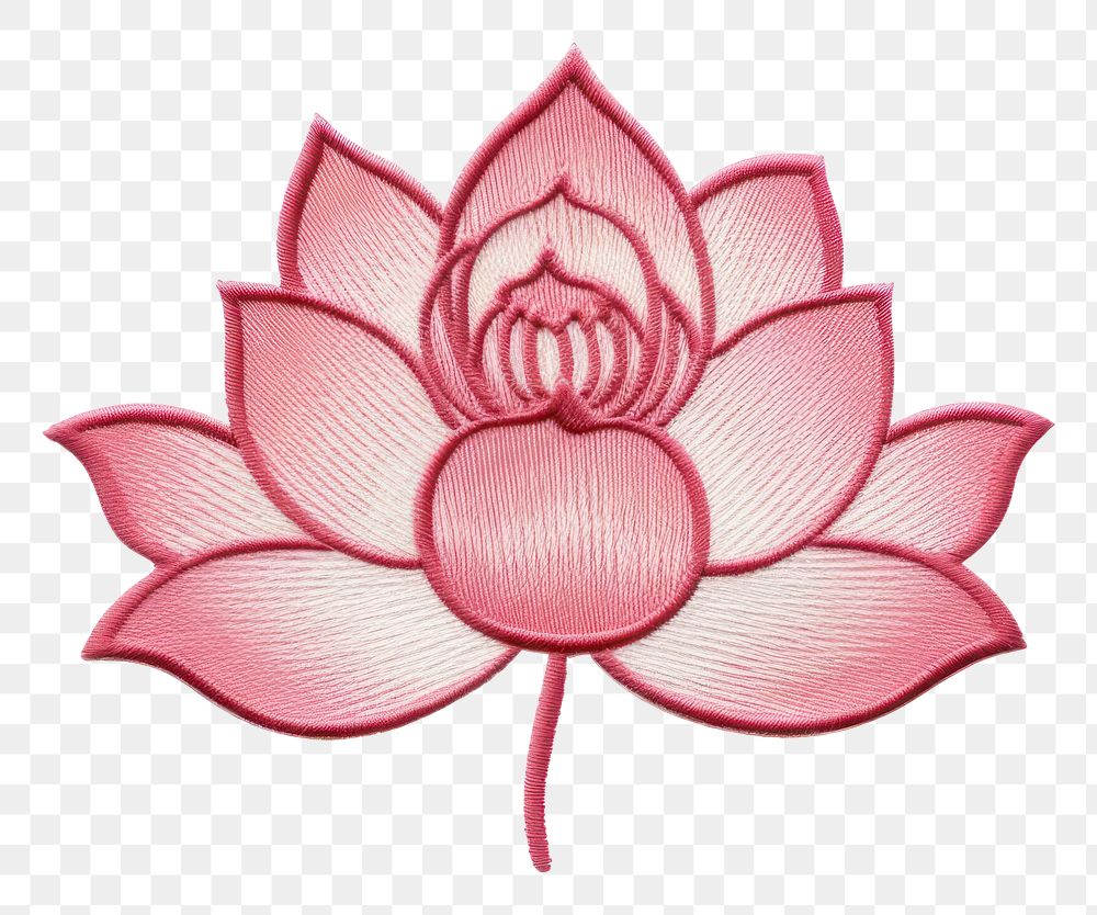 PNG  Cute minimal Lotus in embroidery style pattern flower petal.