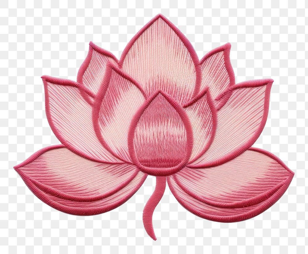 PNG  Cute minimal Lotus in embroidery style flower petal plant.