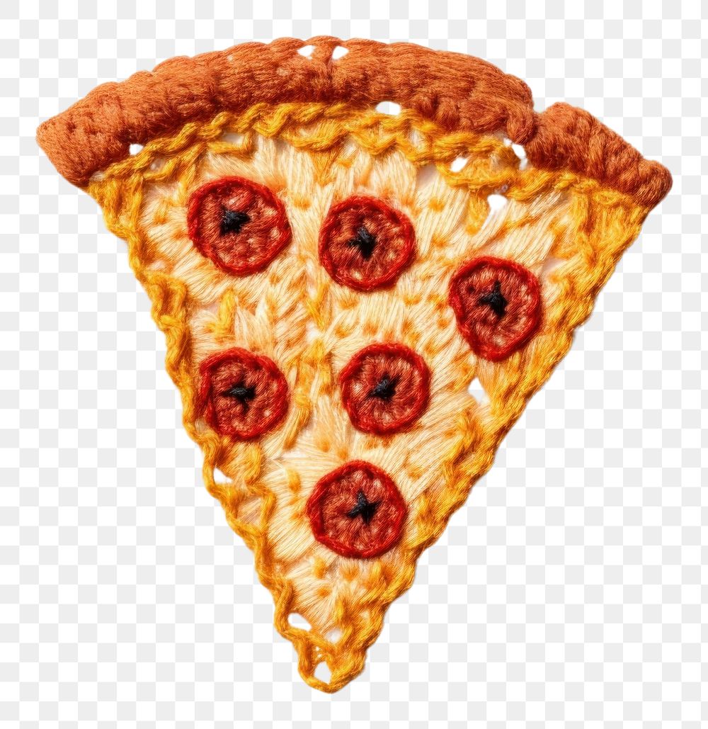 PNG  Cute minimal sliced pizza in embroidery style food pepperoni freshness.