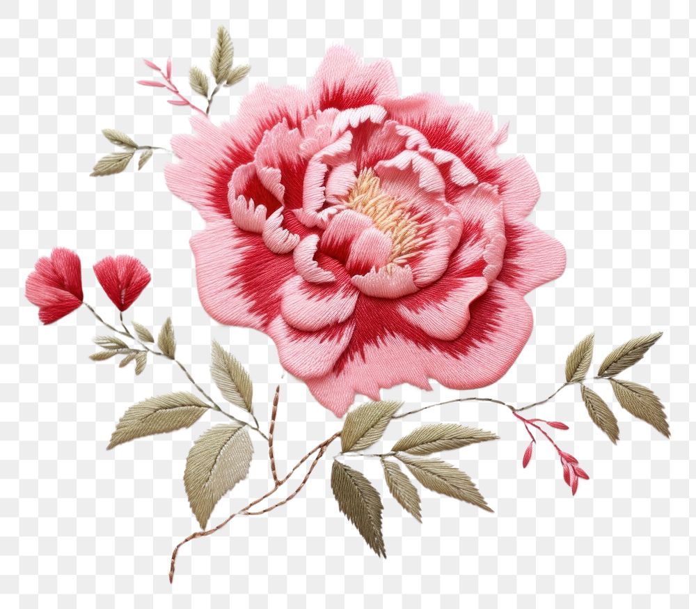 PNG  Cute minimal Peony in embroidery style pattern flower plant.