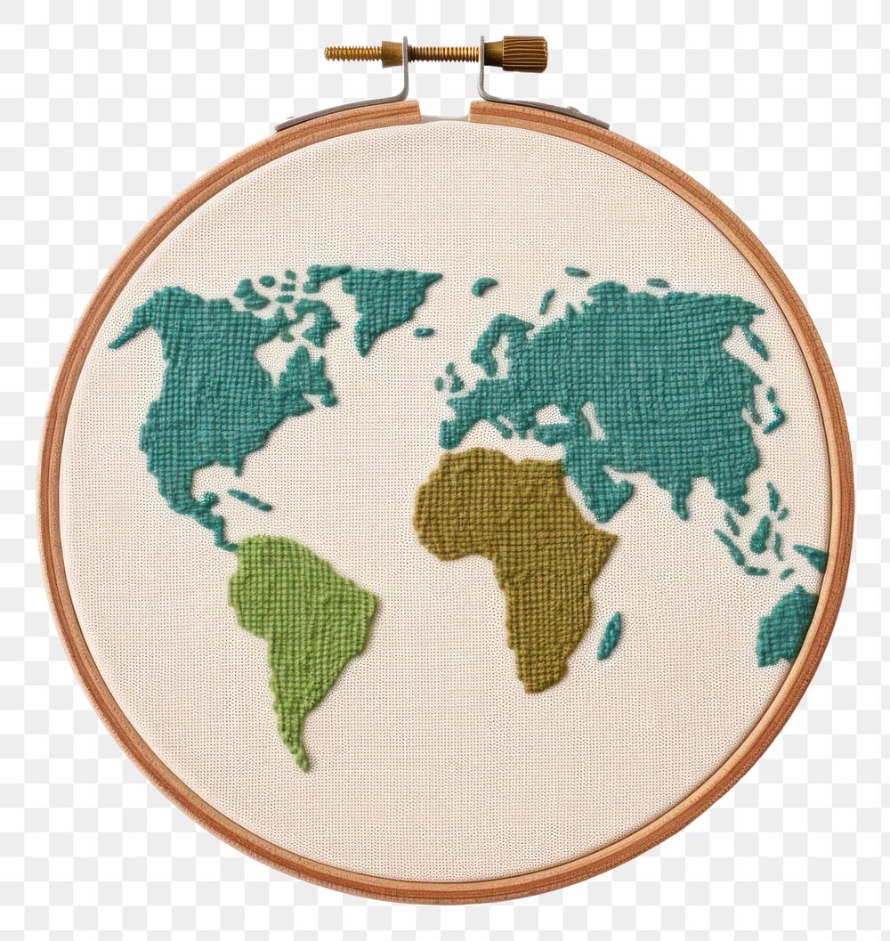 PNG  Cute Earth in embroidery style pattern topography creativity.