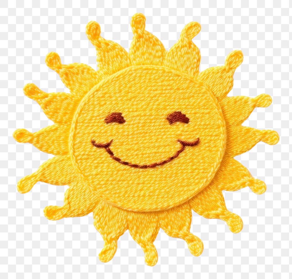 PNG  Cute Sun in embroidery style pattern sun anthropomorphic.