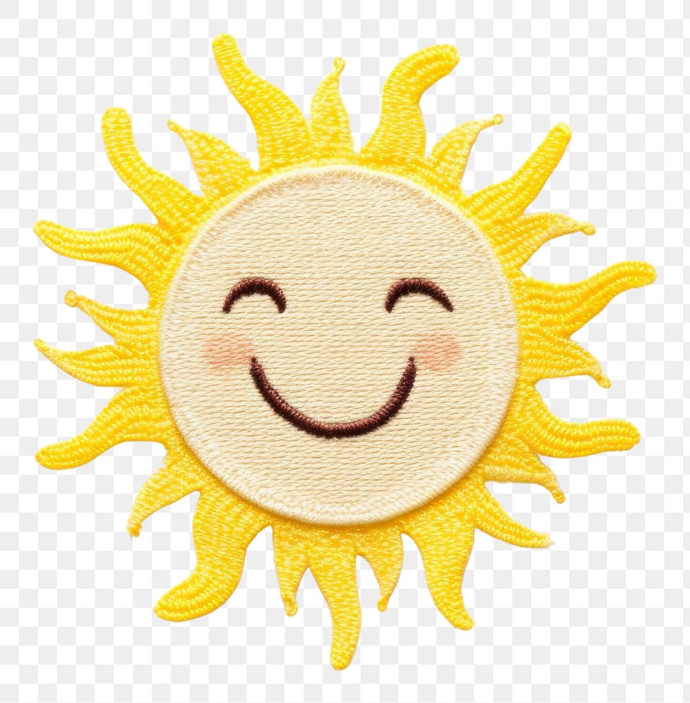 PNG  Cute Sun in embroidery style face sun anthropomorphic.