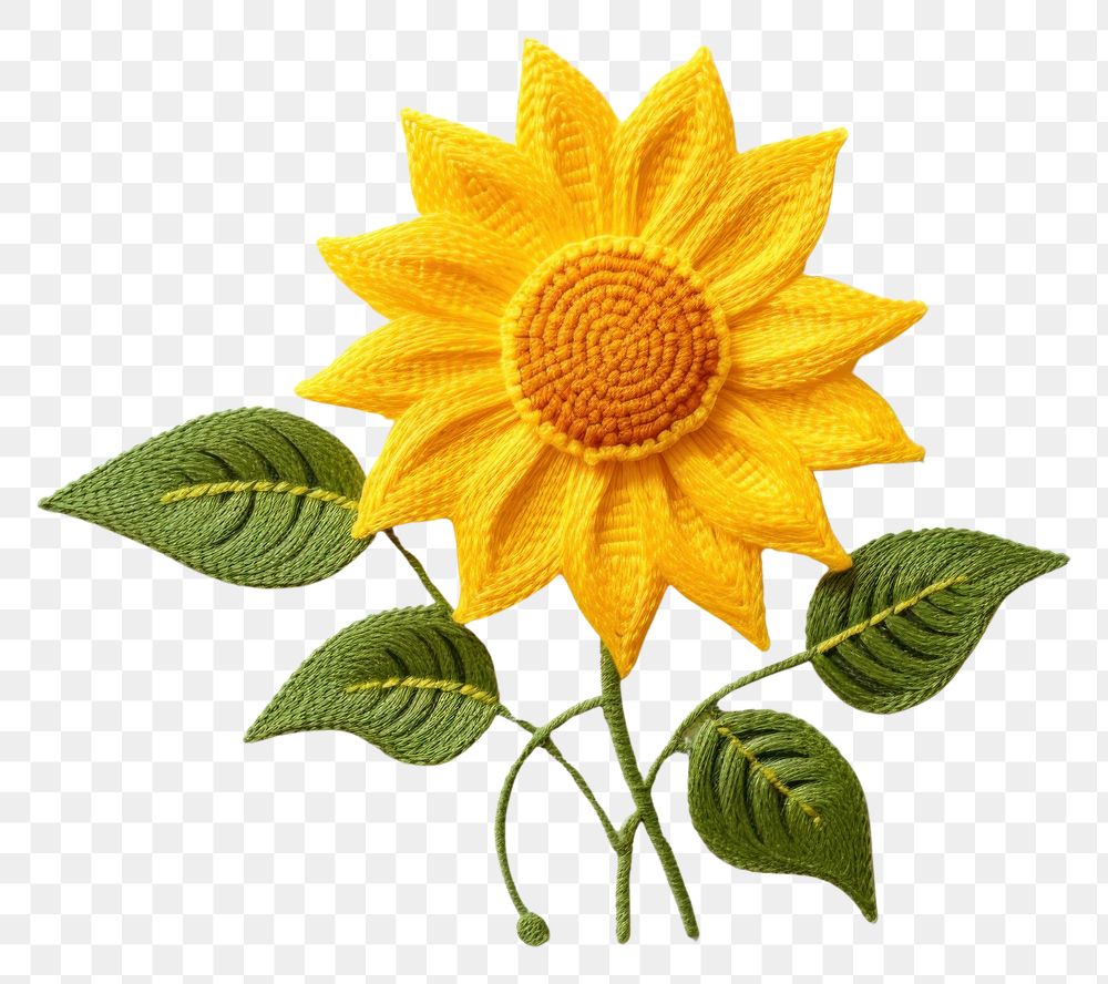 PNG  Cute Sunflower in embroidery style sunflower pattern petal.