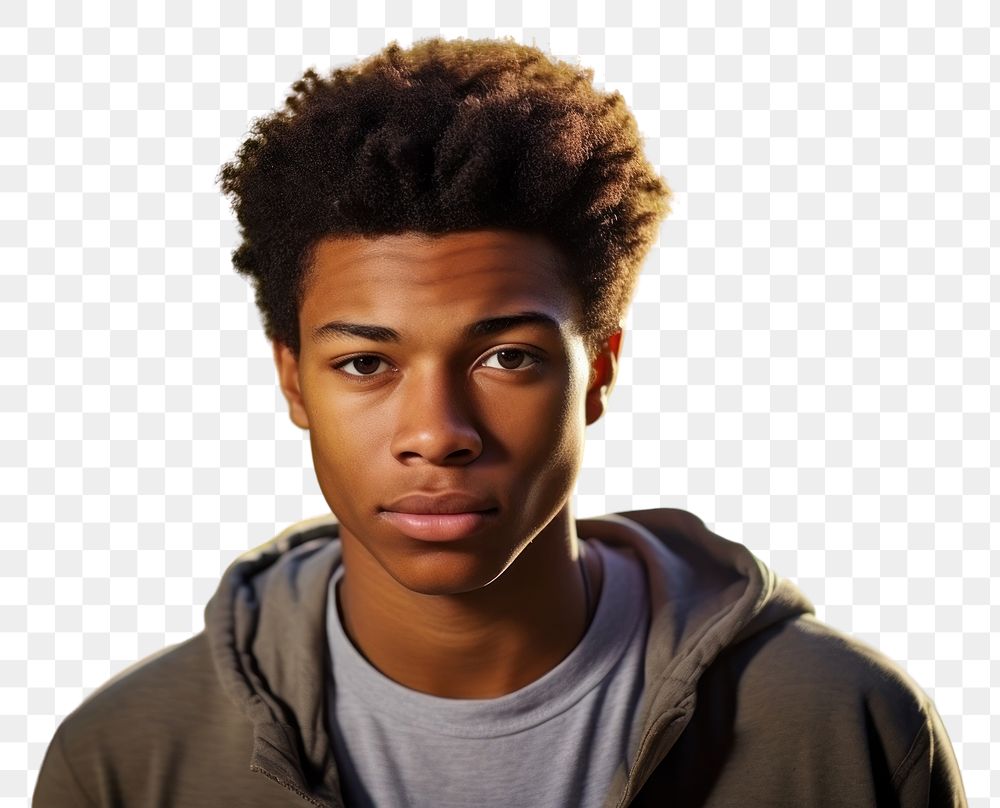 PNG Black man teenager portrait outdoors photo. AI generated Image by rawpixel.