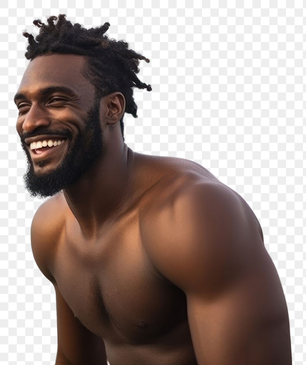 PNG Black man beach adult smile. AI generated Image by rawpixel.