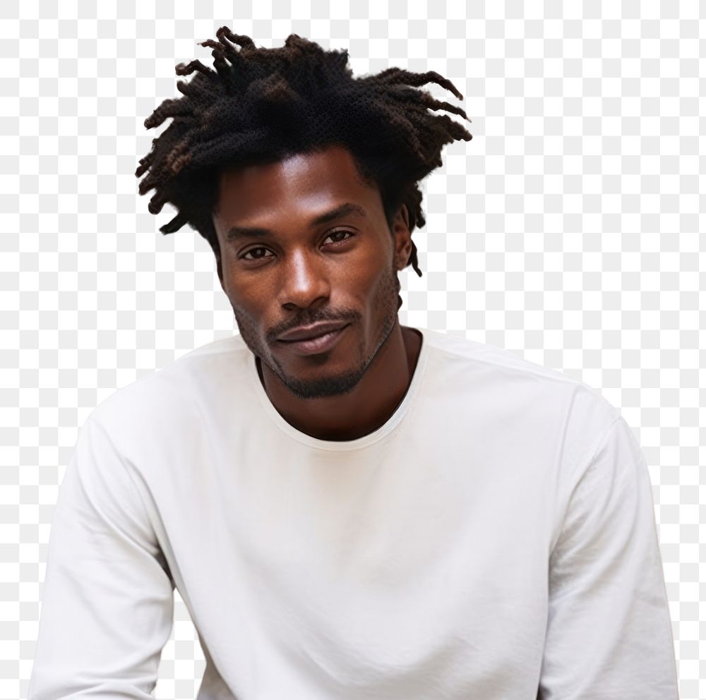 PNG Black man adult contemplation dreadlocks. AI generated Image by rawpixel.
