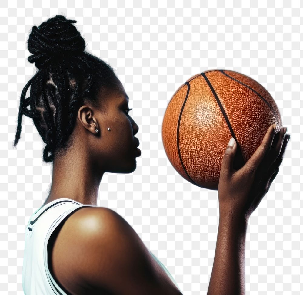 PNG African American basketball player woman face portrait sports adult.