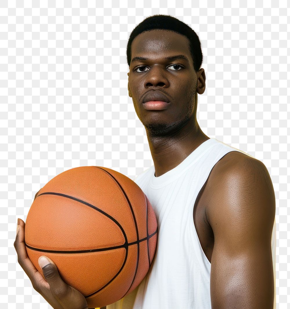 PNG African American basketball player face portrait sports determination.