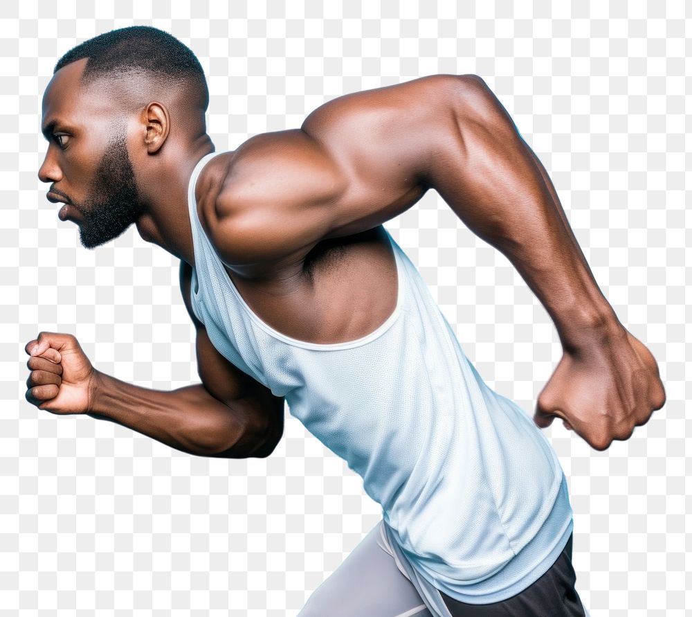 PNG African American running man face portrait adult determination.