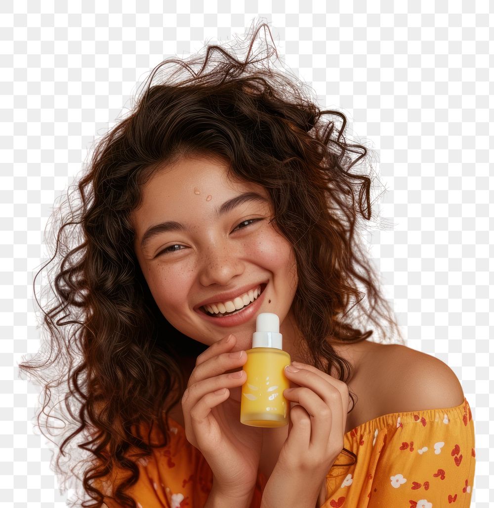 PNG Latina Mexican girl smiling adult smile.