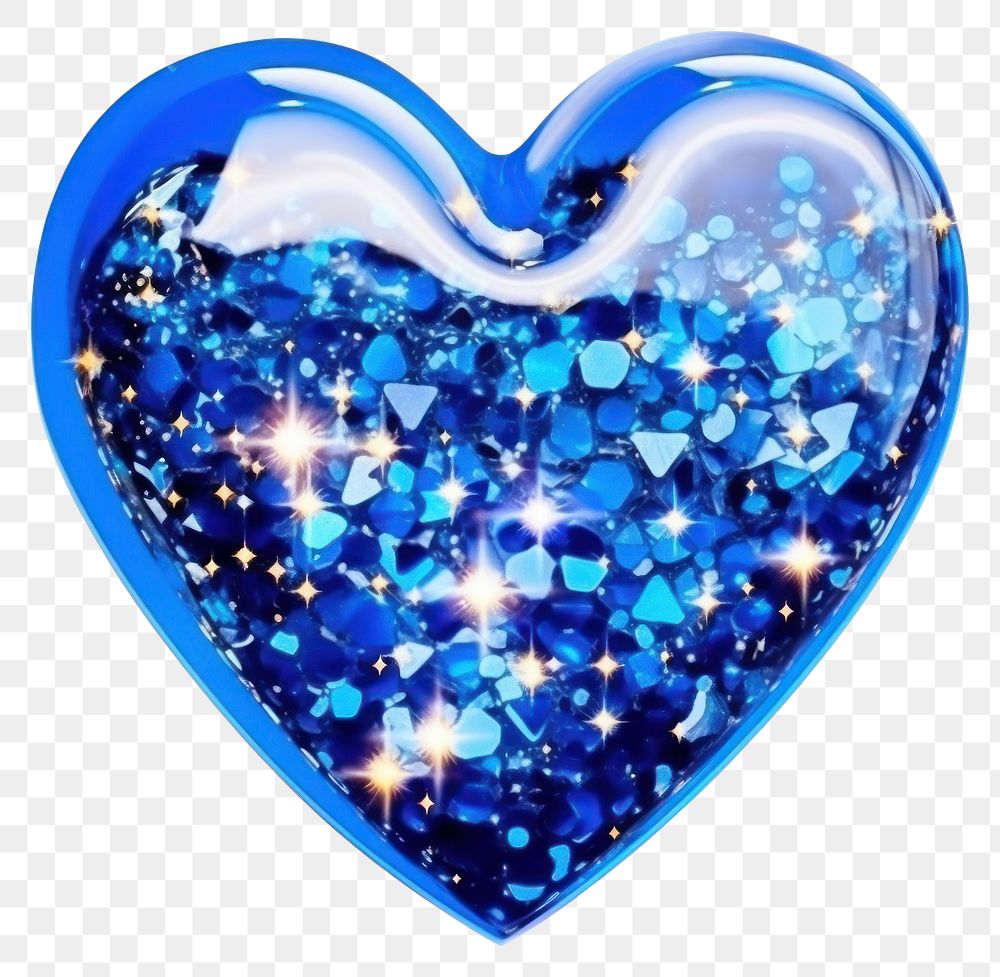 PNG  Blue heart gemstone jewelry glitter. 