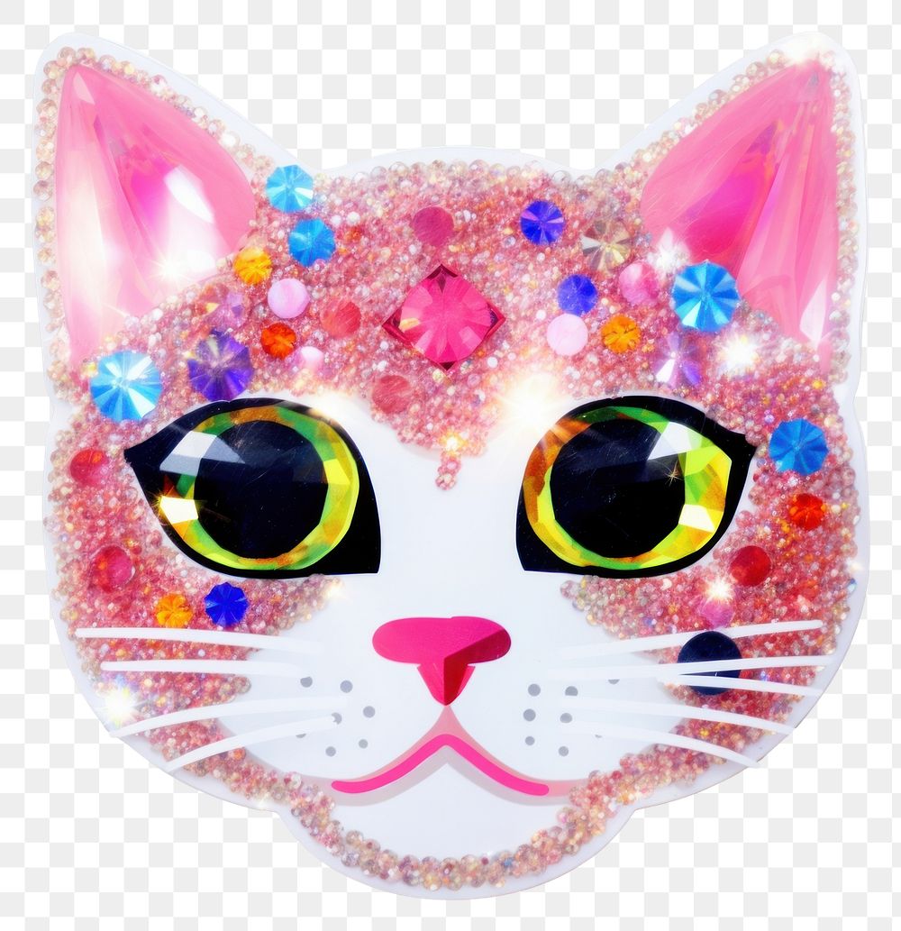 PNG  Cat glitter white background representation. AI generated Image by rawpixel.
