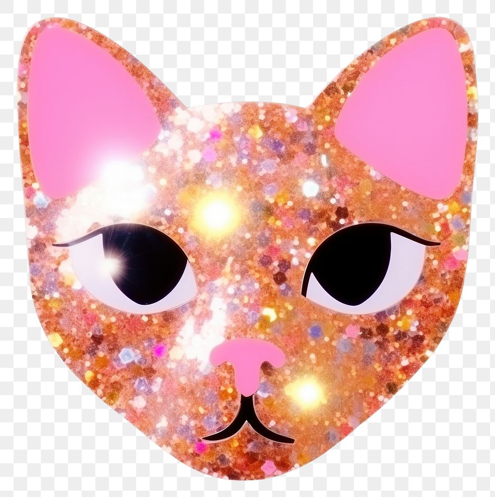 PNG  Cat glitter shape white background. AI generated Image by rawpixel.
