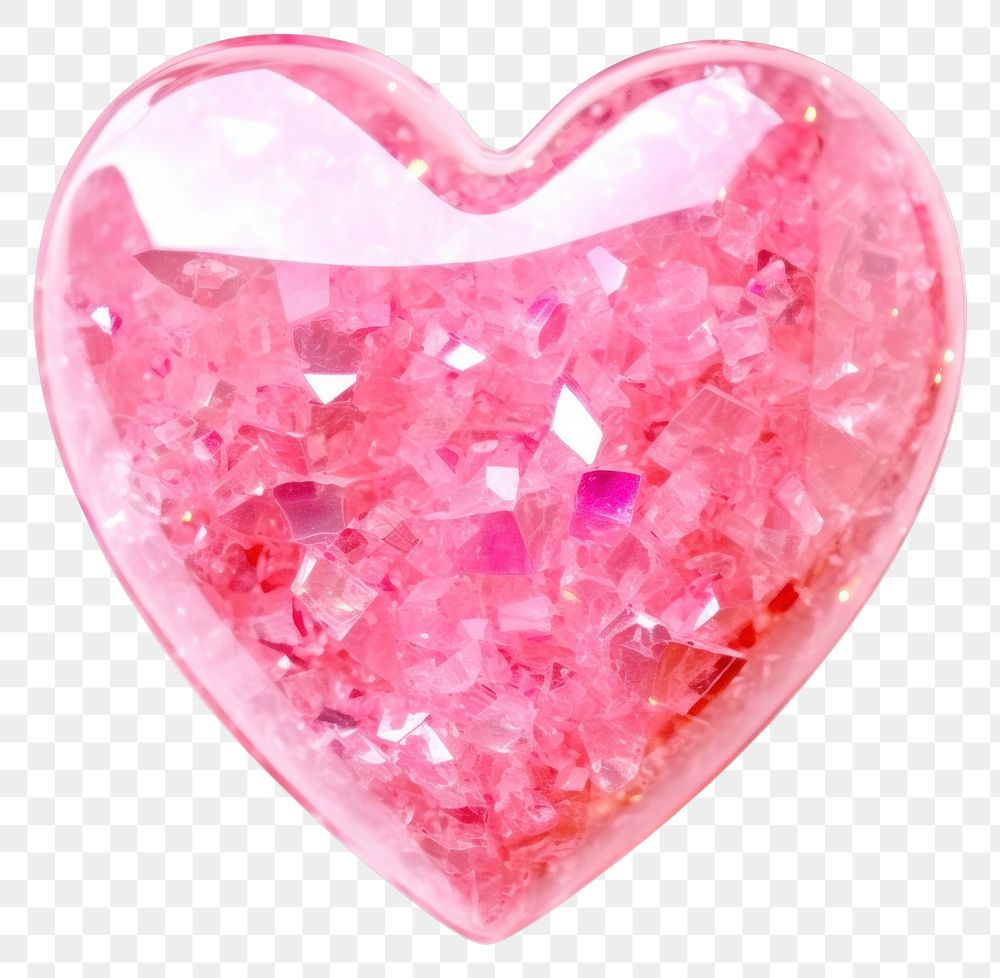 PNG  Pink heart gemstone jewelry glitter. AI generated Image by rawpixel.