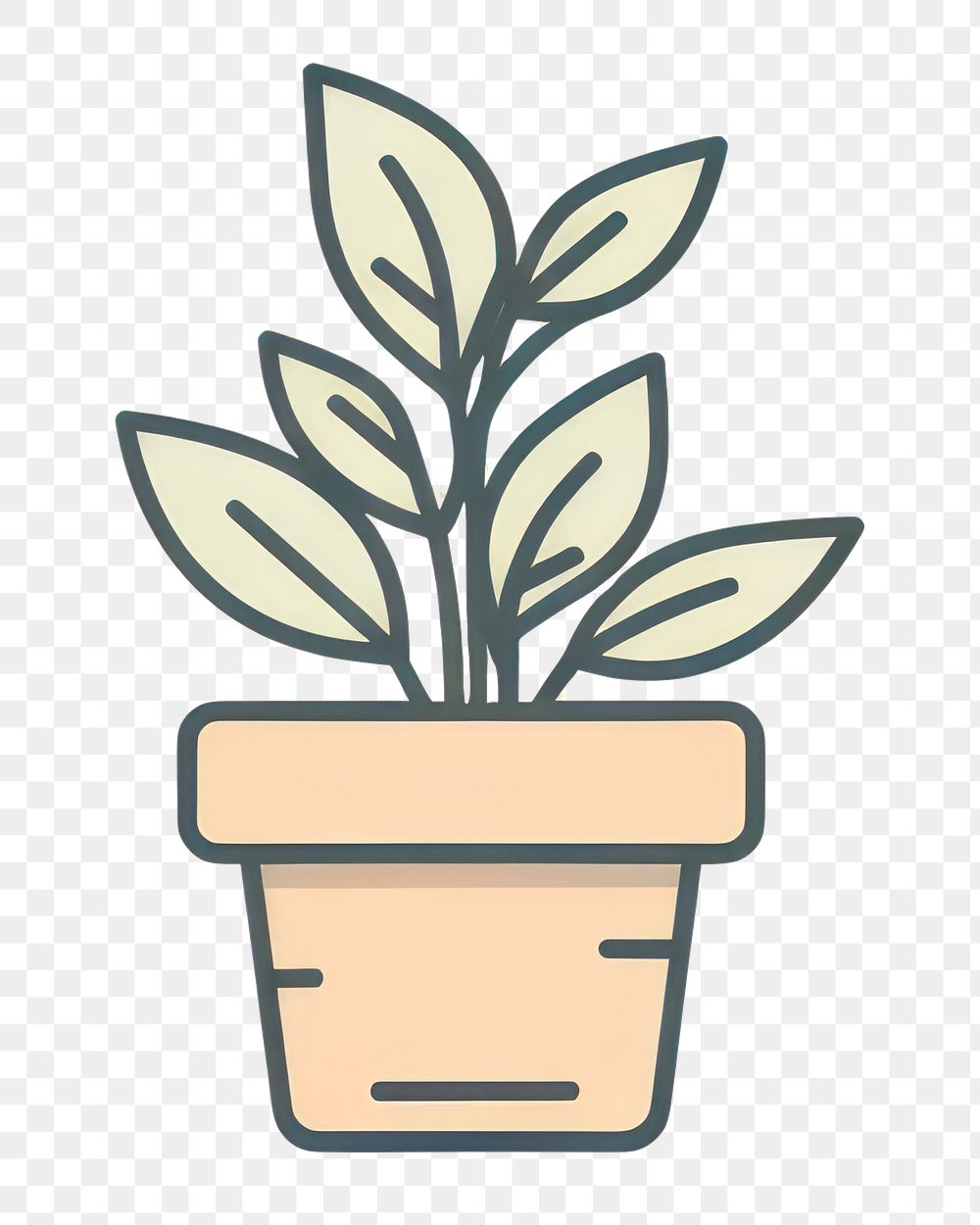 PNG Plant pot line leaf illustrated.