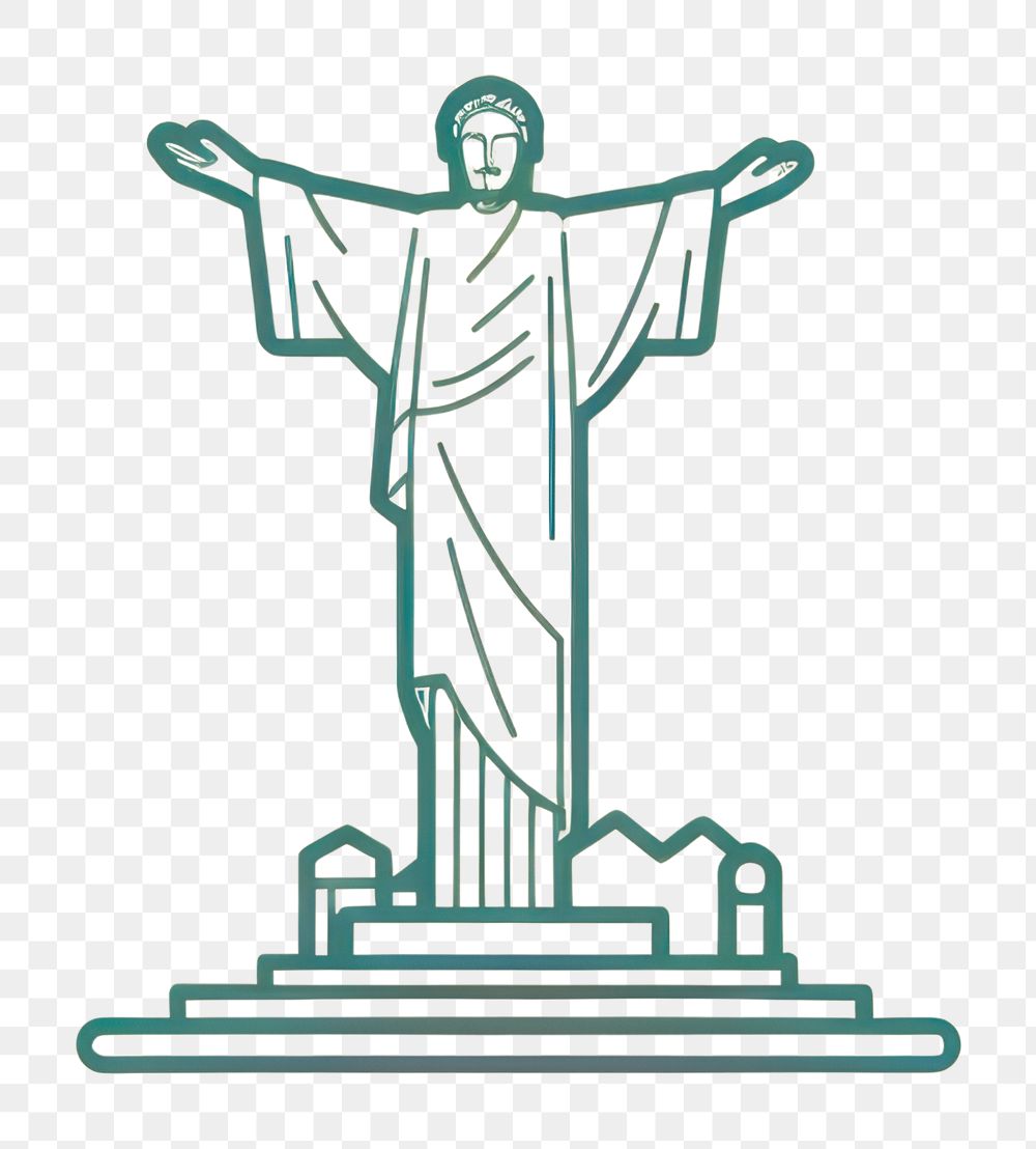 PNG  Rio de janeiro statue sketch line logo. AI generated Image by rawpixel.