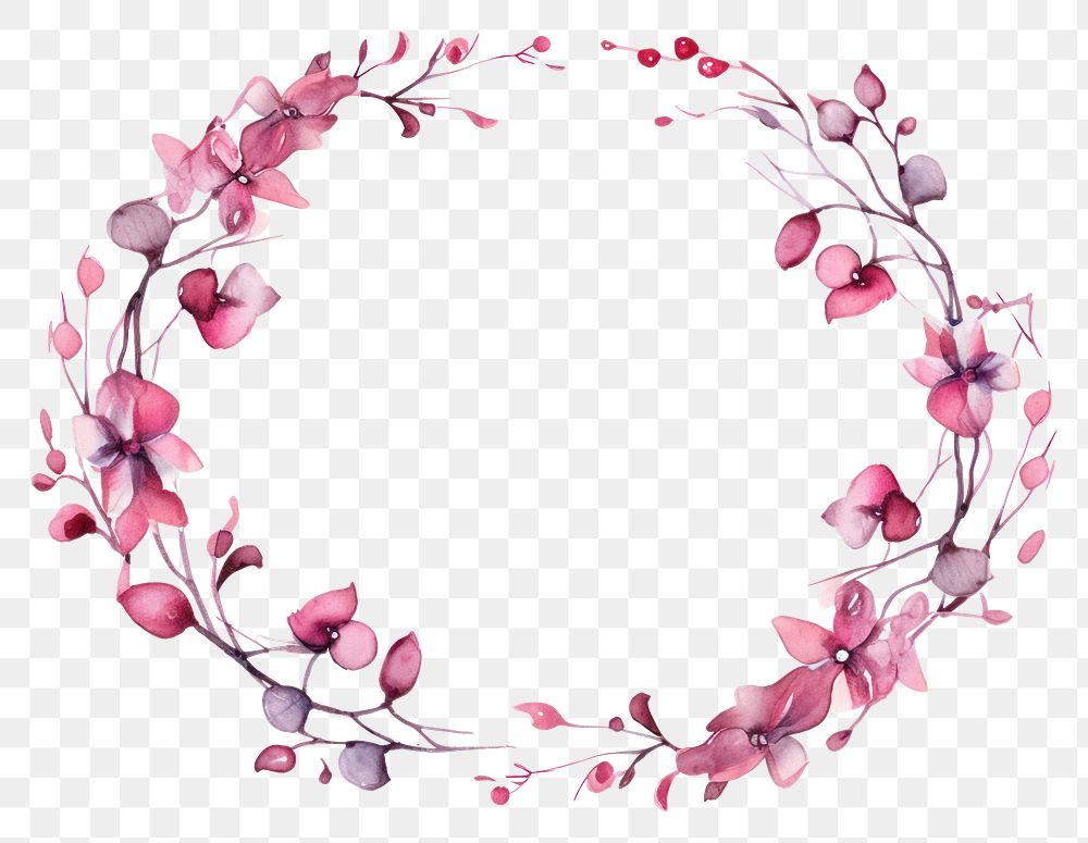 PNG Watercolor Floral Frame blossom pattern circle.