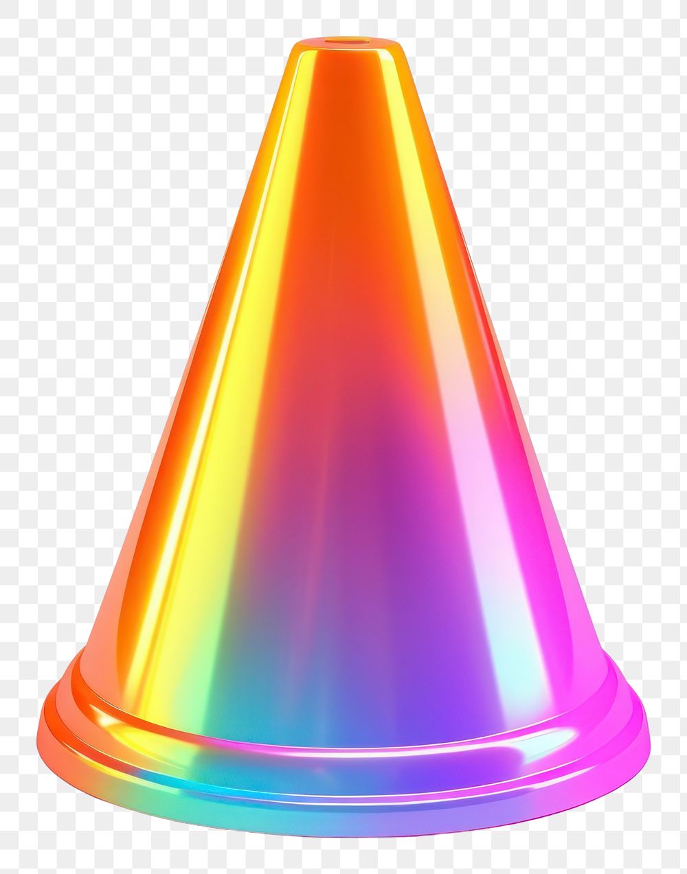 PNG  Traffic cone iridescent lighting white background celebration.