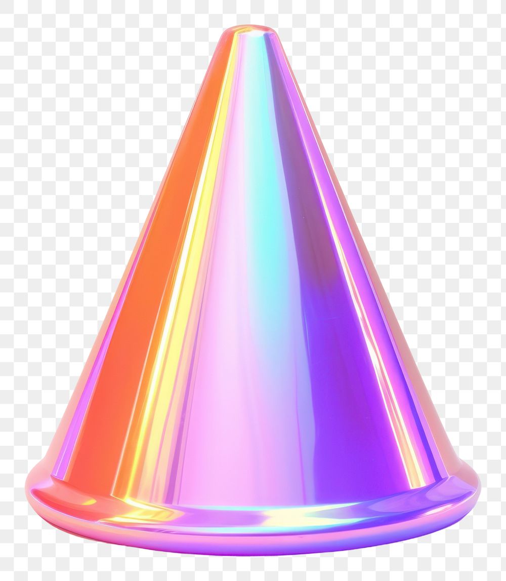 PNG  Traffic cone iridescent white background celebration lighting.