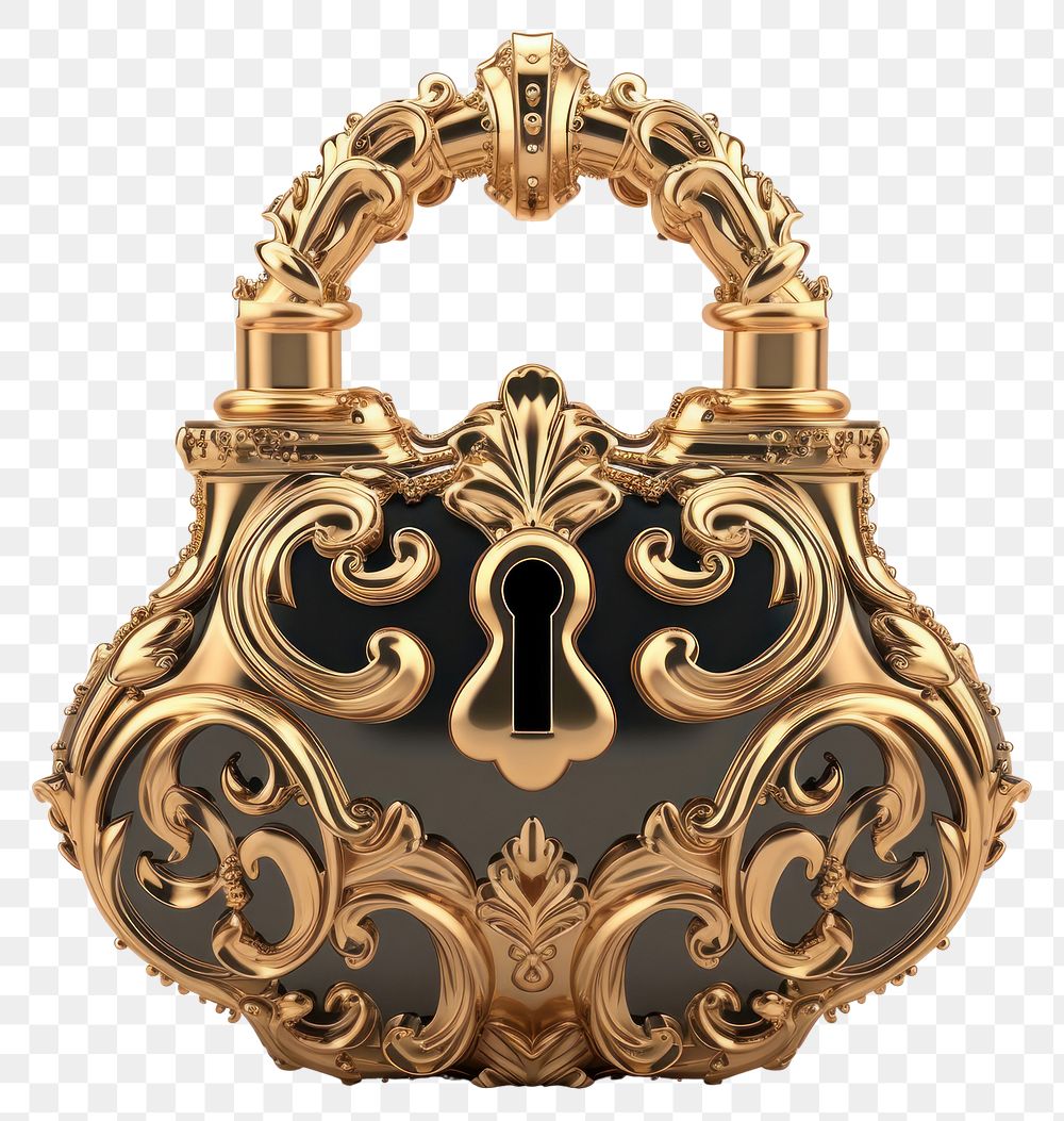 PNG Rococo lock jewelry handbag pendant.