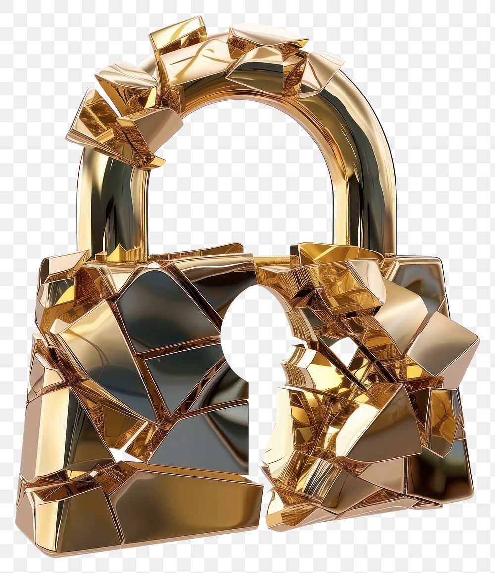 PNG Shattered lock gold white background aspirations.