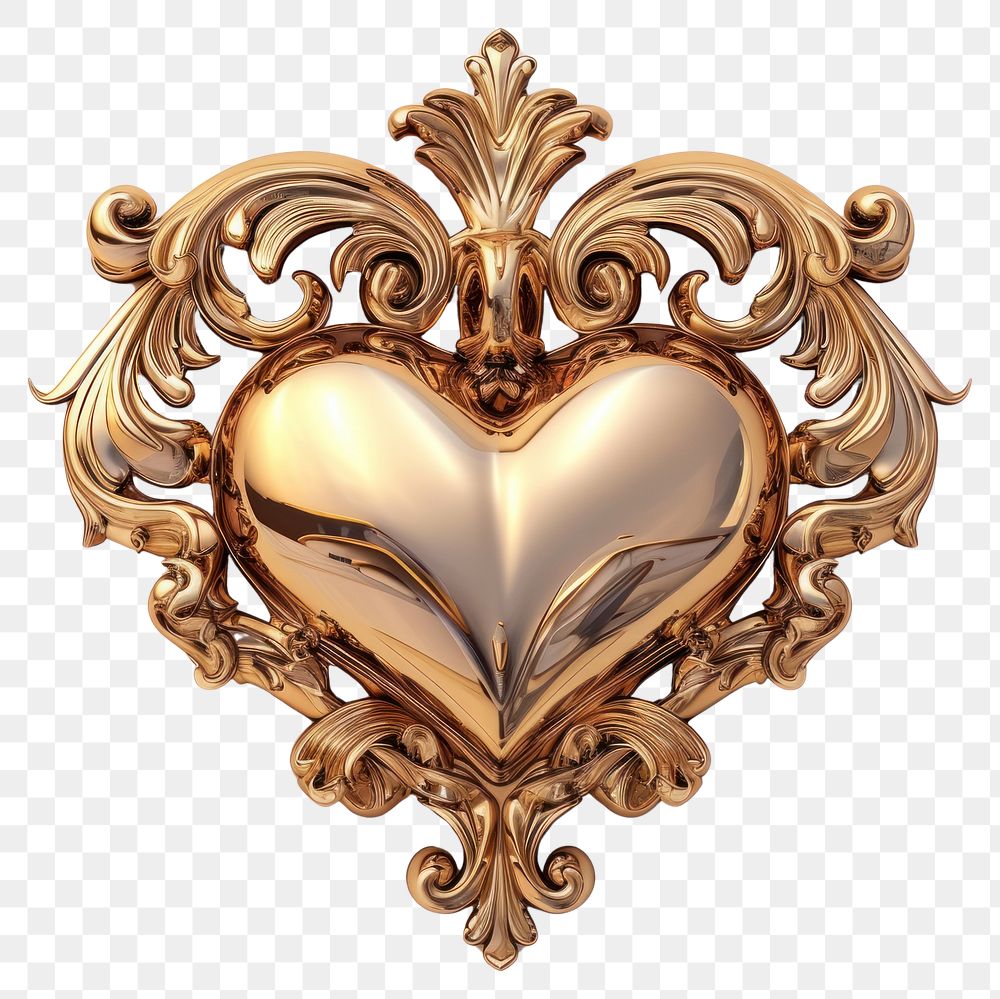 PNG Rococo Heart gold jewelry pendant.