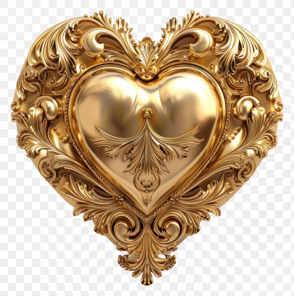 PNG Rococo Heart gold jewelry locket.