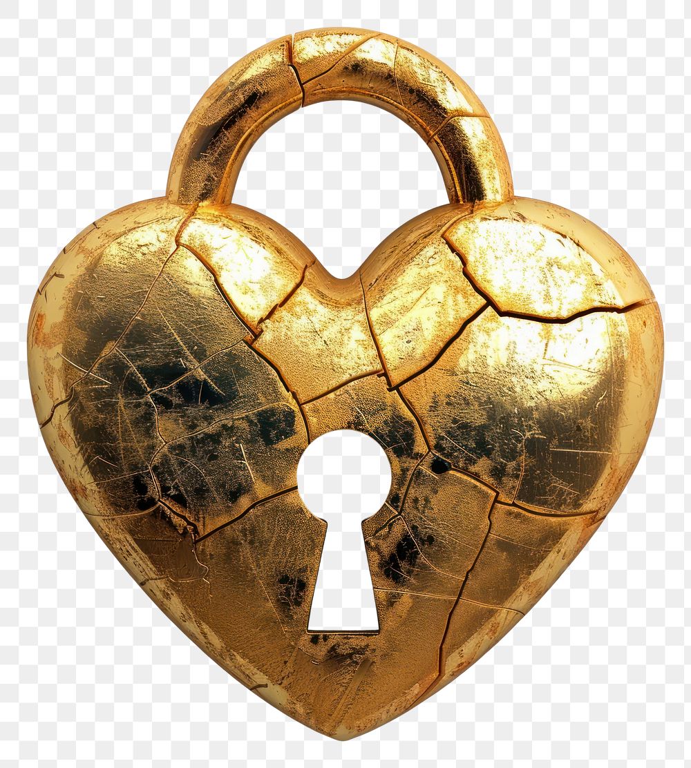 PNG A heart-shaped lock gold jewelry pendant.