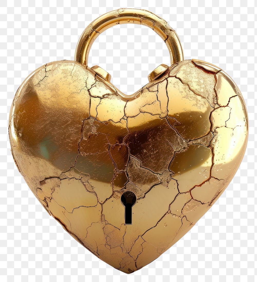 PNG A heart-shaped lock gold jewelry white background.