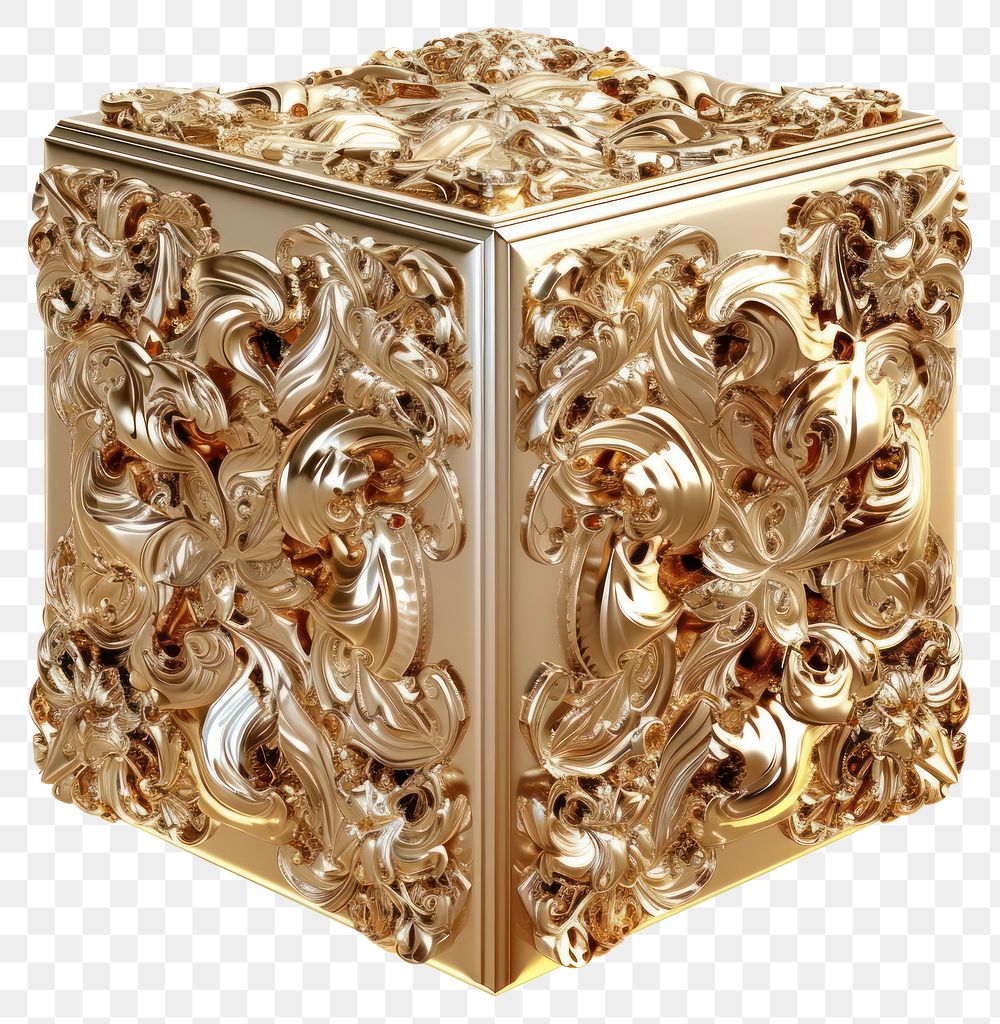 PNG A Rococo cube pattern ornate gold.