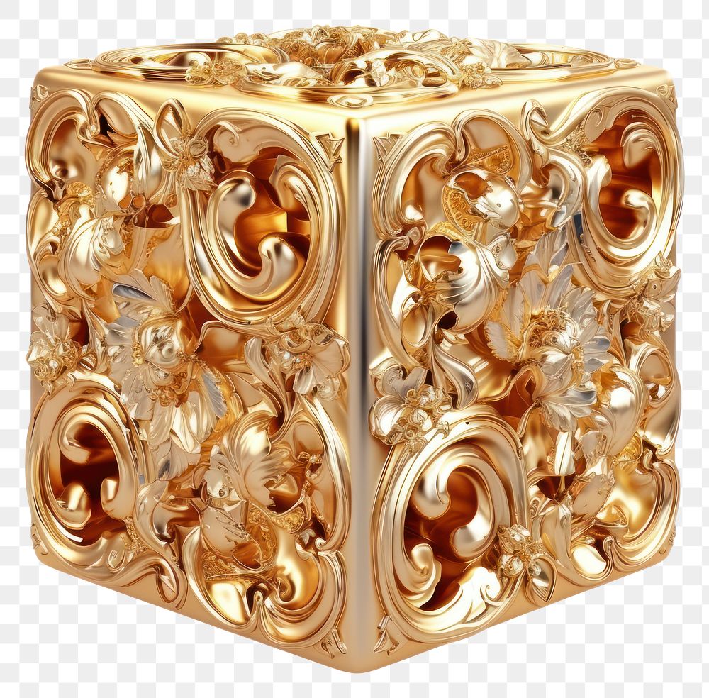 PNG A Rococo cube jewelry ornate gold.