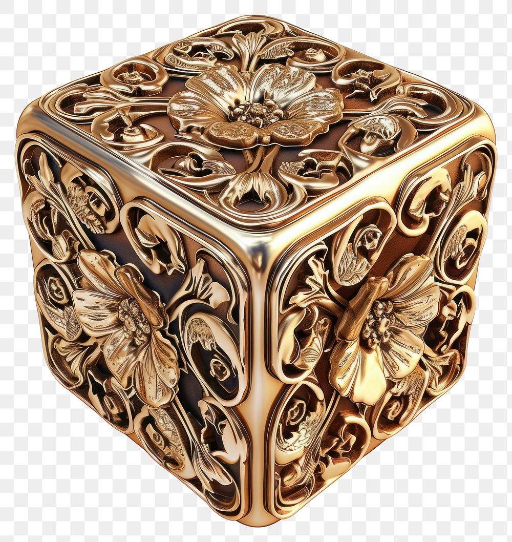 PNG A Rococo cube jewelry ornate locket.