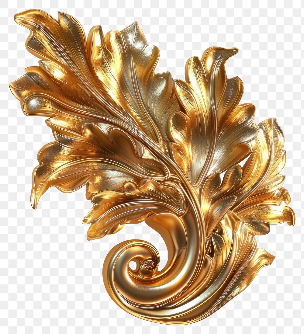 PNG A Rococo leaf gold pattern brooch.