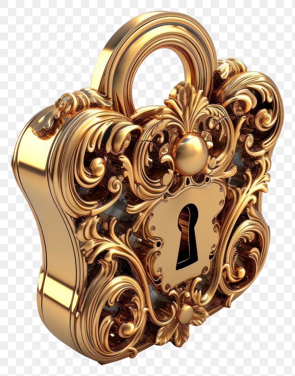 PNG A Rococo lock gold jewelry white background.