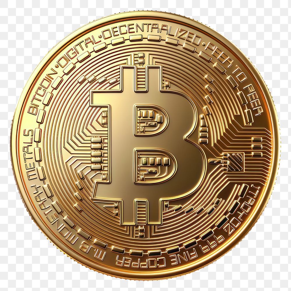 PNG Bitcoin money gold white background.