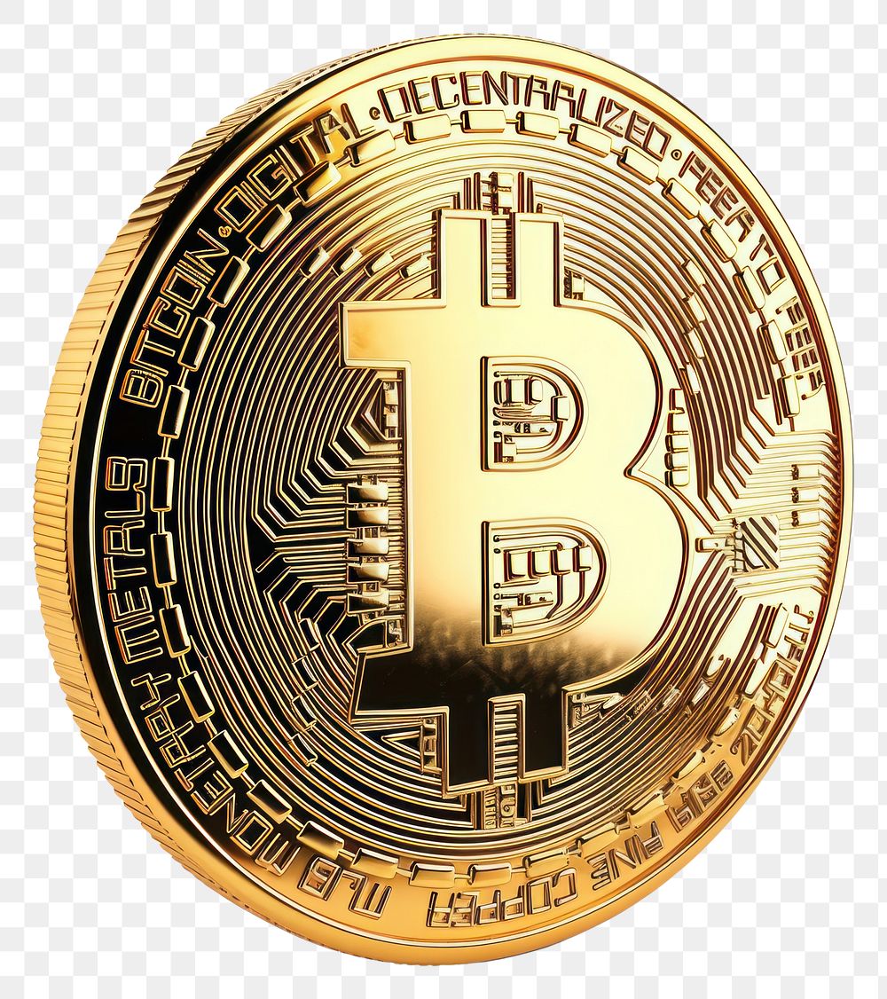 PNG Bitcoin gold money white background.