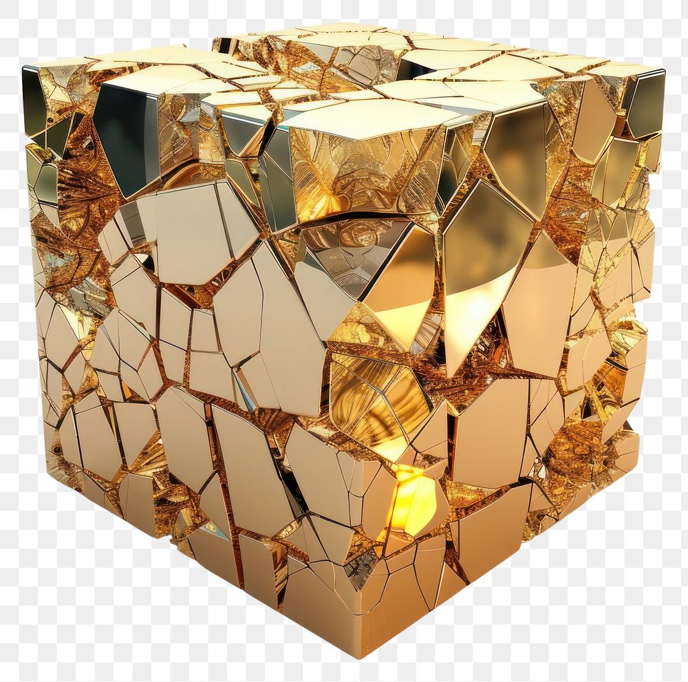 PNG A shattered cube gold white background chandelier.