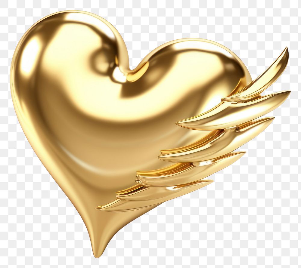 PNG Heart gold jewelry white background.