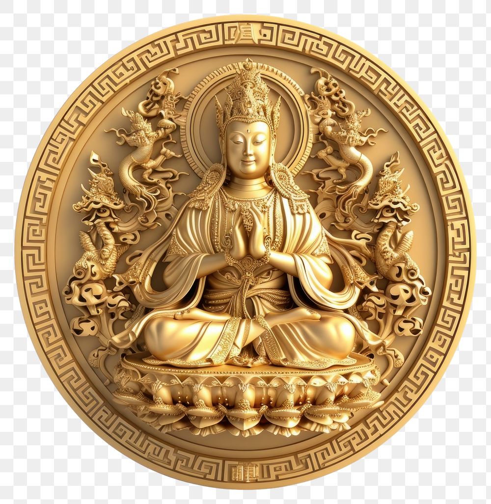 PNG A Buddhist gold spirituality representation.