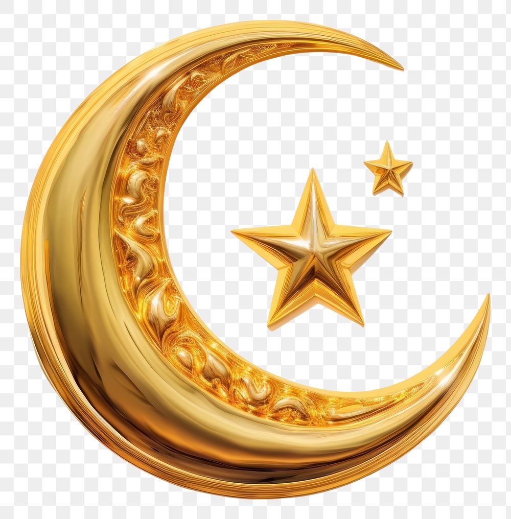 PNG A Islamic Luxury Crescent moon crescent gold accessories.