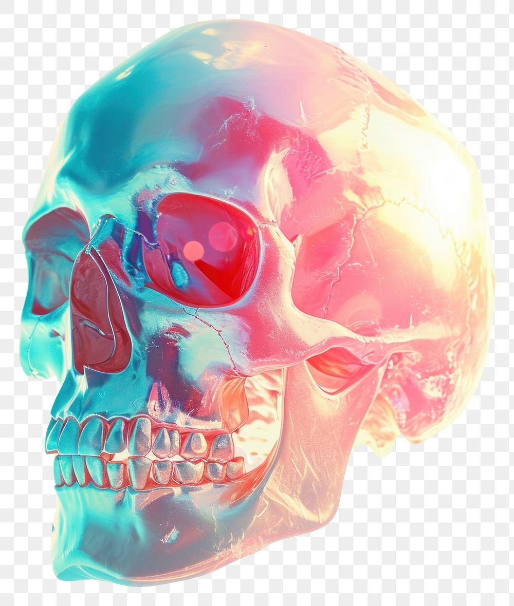 PNG  A Skull isolated on solid clear white background art photography portrait.