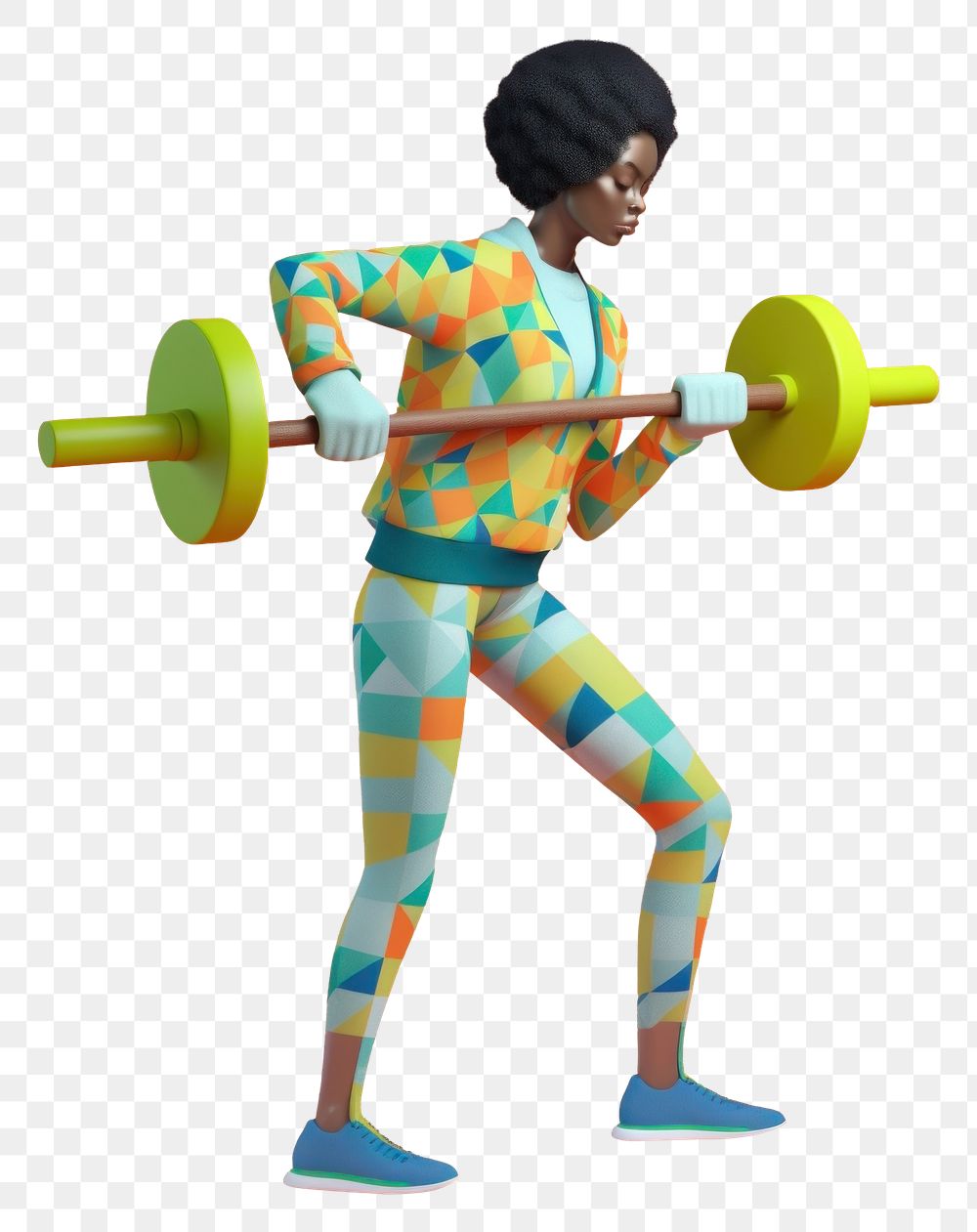 PNG  A female athlete of African descent is training with a barbell while wearing sportswear weightlifting determination…