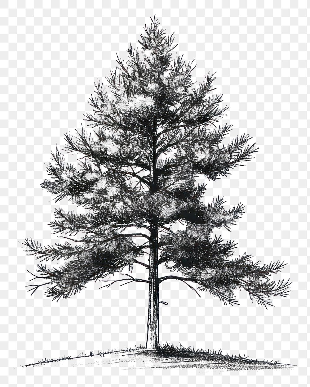 PNG Tall pine tree drawing sketch plant.