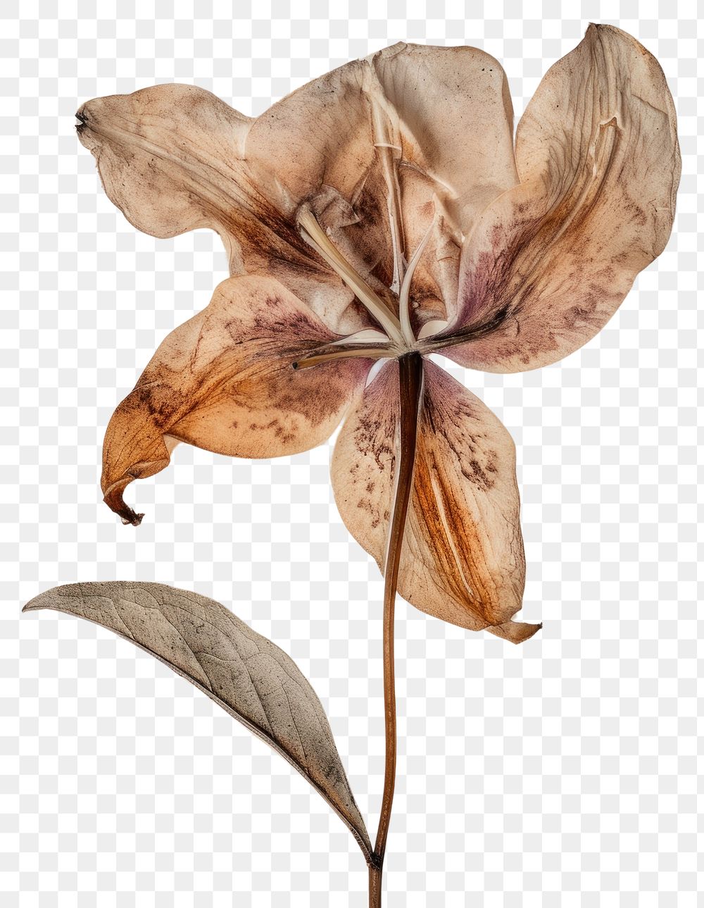 PNG Real Pressed a lily flower plant petal.